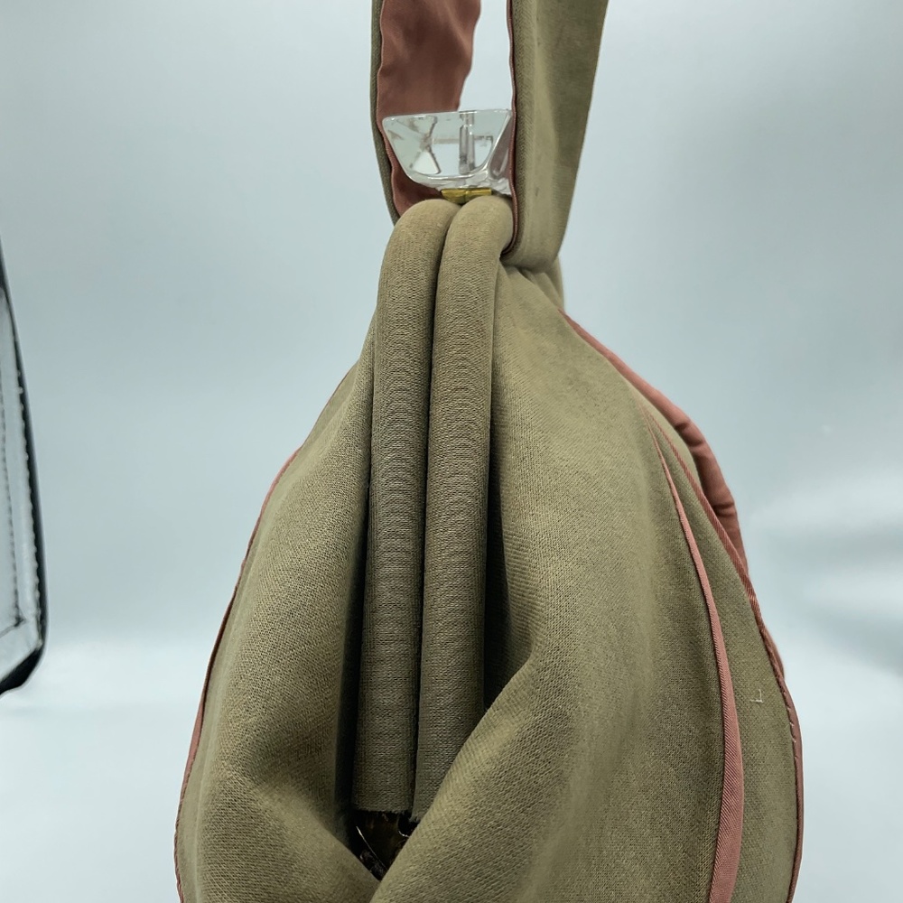 Vintage Muted - Khaki Green And Salmon - Peach Wristlet Purse 1930’s-1940’s - Picture 5 of 11